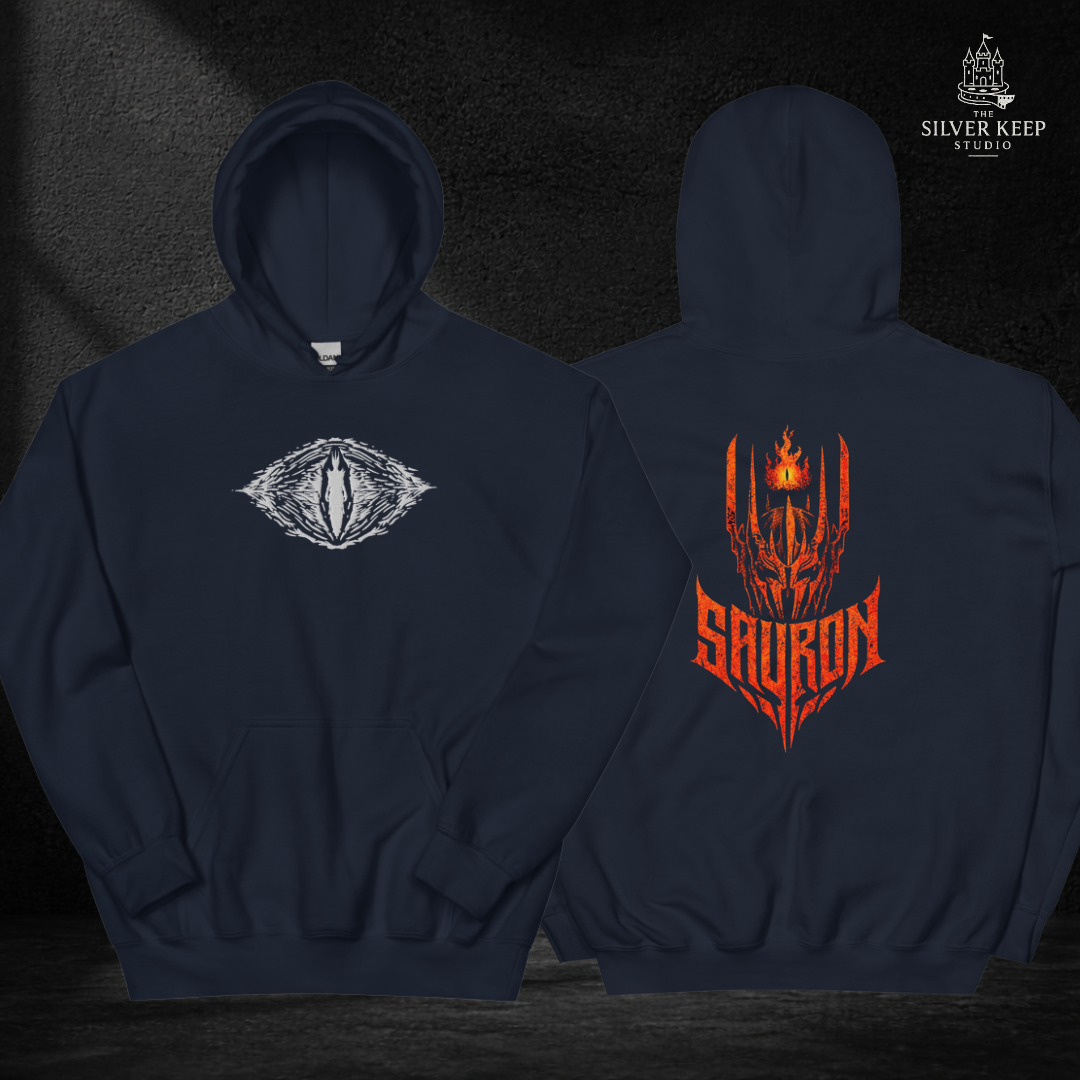 Sudadera Sauron Bordada | El Señor de los Anillos | Sudadera Oscura Fantasía | Eye of Sauron Hoodie | Regalo LOTR